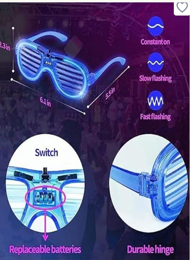 Neon Glow Party Glasses - 5 Colors 5 Pcs Shutter Style, 3 Flash Modes, For Kids & Adults - Image 5